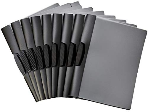 Amazon Basics Report Covers with Clip, Clear Front Presentation Folders, 9 x 10.5 inches, Grey, Pack of 10