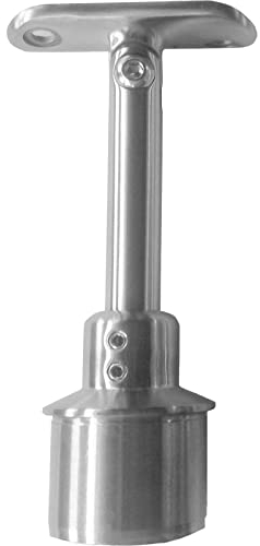 Edelstahl Handlaufträger, Handlaufhalter für Pfostenmontage,höhenverstellbar mit Gelenk, V2A, für Ø 42,4 mm Handlauf