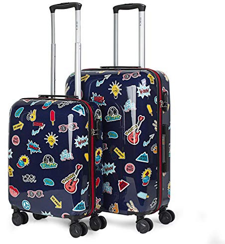 ITACA - Kinderkoffer Mädchen - Kinder Kofferset. Kinderkoffer mit Rollen - 4 Rädrig Reisekoffer Kinder. Langlebiger Kinder Trolley. Reisekoffer für Kinder, Marine Blau