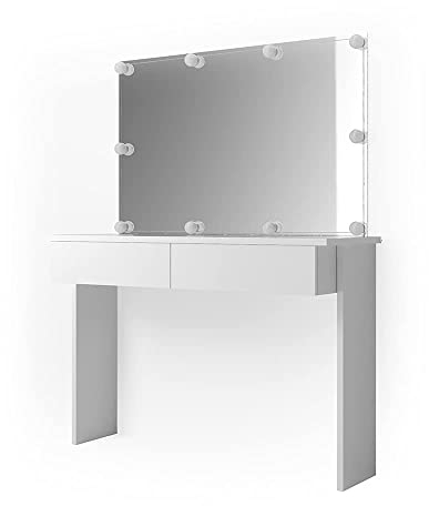 Vicco Schminktisch Azur, Kosmetiktisch mit Spiegel, Weiß, 120 cm mit LED Beleuchtung