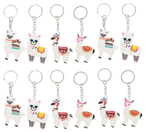 Amosfun 12Pcs Alpaka Keychain für Alpaka-Thema-Partei Bevorzugt Schulkarnevalsbelohnungs-Parteibeutel-Geschenkfüller
