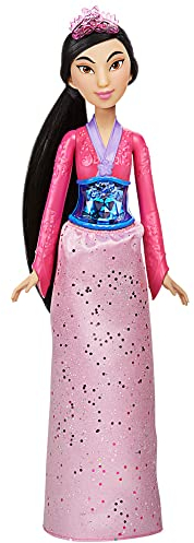 Disney Prinzessin Schimmerglanz Mulan Puppe, Modepuppe mit Rock und Accessoires, Spielzeug für Kinder ab 3 Jahren