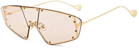 NIUASH Sonnenbrille polarisiert Lady Sonnenbrillen Männer Frauen Katzenauge Randlose Sonnenbrille Einteilige Promi-Brille UV400-E