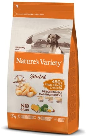 Nature's Variety Selected – Trockenfutter für ausgewachsene Hunde Kleiner Rassen – ohne Getreide – mit Huhn im Freien ohne Knochen – 1,5 kg