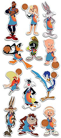 Elektroplate Space Jam - Looney Tunes Aufkleber, Offizielles Lizenzprodukt, UV-geschützt, Reflektierend, Vinyl, Cartoon, Für Flache Oberflächen, Schwarz, 12 Stück