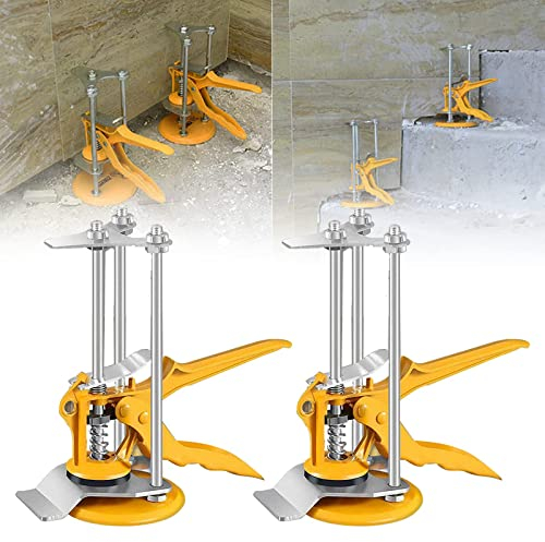 2 Stück manueller Werkzeugheber, Fliesenspiegelheber, arbeitssparender Arm, Ganzstahl-Fliesenhöhenverstellung, Hebevorrichtung für Gebäudewände, Fliesen, Türverkleidungen, Schränke (Gelb)