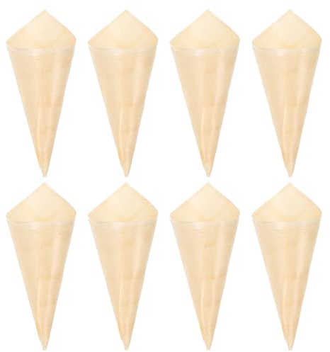Toddmomy 50 Pieces Mini Wood Tasting Cone Disposable Wooden Ice Cream Cone Appetizer Finger Food Snack Holder for Parties Catering Events Food Displays, 8cm