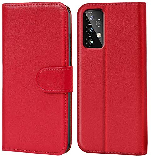 Verco Handyhülle für Samsung Galaxy A53 5G Hülle, Bookcase Tasche Flipcover für Samsung A53 (5G) Case [Kartenfächer/Aufstellfunktion], Rot
