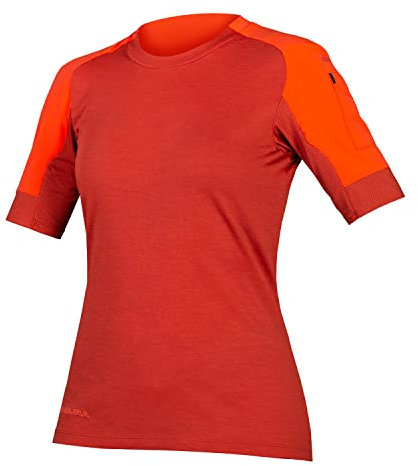 Endura Women's GV500 Short Sleeve Gravel Cycling Jersey, Cayenne, XL