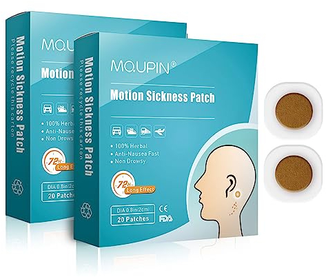 MQUPIN® Reisekrankheitstabletten gegen Reisekrankheitstabletten, gegen Übelkeit, gegen Krankheit, Schwindel, Reisekrankheit, Bänder für Auto, See, Reisekrankheit, 40 Stück/Box
