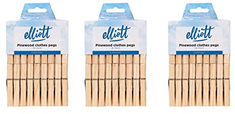 Elliott Wooden Pinewood Clothes Pegs, With Coiled Spring for Firm Grip and Contoured Shape to Prevent Marking Clothes, Bumper Pack Including 108 Pegs, Ideal for Laundry and Perfect for Crafting