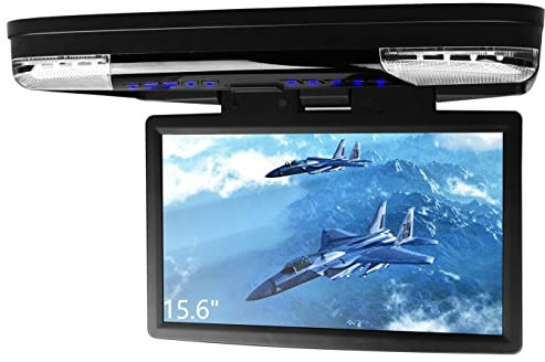 XTRONS 15.6 Inches Car Overhead DVD Player, Ultra-thin Auto Roof Flip Down Monitor with Slot Load DVD Drive Support 180° Wide Screen 1080P Video HD Digital HDMI Port for Coach Caravan Van
