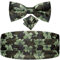Dubulle Herren Paisleymuster Kummerbund und Fliege Set vorgebundene Fliege und Taschentuch Cufflinsk Hochzeit Business, Kummerbund Salbeigrün, Medium