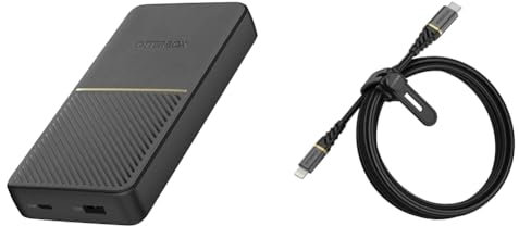 OtterBox Fast Charge Power Bank, 20,000 mAh Portable Charger & Premium Reinforced Braided USB-C to Lightning Cable, MFi Certified, Fast Charging Cable