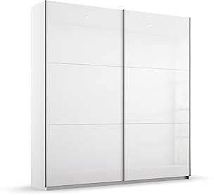 Rauch Möbel Aurelio Schrank Kleiderschrank Schwebetürenschrank, Hochglanz Weiß/Alpinweiß, 2-türig, inkl. 2 Kleiderstangen, 2 Einlegeböden BxHxT 175x210x59 cm