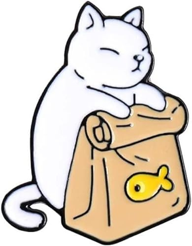 Broches Pin Cute Cartoon Émail Pin Badge Pin Noir Blanc Chats Collier Broche Bijoux Accessoires Revers Broche (Blanc)