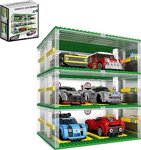 Garages et Parking pour Voiture de Course Lego Speed Champions, Parking à 3 Niveaux, Parking Garage Toys pour Enfants (modèle de Voiture de Course Non Inclus)