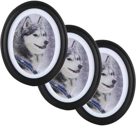 GRRONZEE 3 Pack Oval Picture Frame 5x7 Black Oval Photo Frames