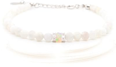 Liberty Angels - Edelstein Armband aus 925er Silber & Opal - Edelstein Armband Damen & Herren - Heilstein Schmuck Armbänder - Hochwertiger Edelstein Schmuck - Heilstein Armband echte Steine Verschluss