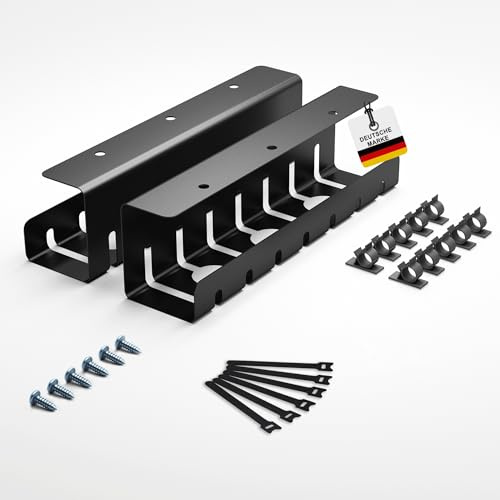 Albatros Kabelkanal Schreibtisch Schwarz Komplettset C - Kabelmanagement Schreibtisch für mehr Ordnung und Produktivität - Kabel Organizer für optimale Kabelführung