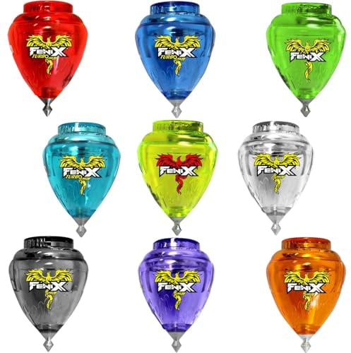 Trompos Cometa Toupie Turbo Fenix Toupie Trompo de combat, Pointe pivotante, livraison 1 unité de couleur aléatoire, avec corde avec cerceau et étoile