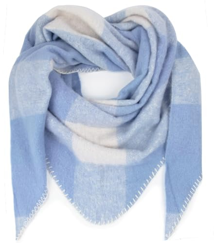 Gloop Damen Schal XXL Strick Dreieck Schal Halstuch Dreieckstuch kuschelig flauschig ohne Kratze an Haut 200×140 CM (Hellblau-Beige)