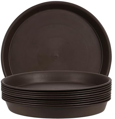 MAHIONG 10 Pack 30cm Plastic Plant Saucer, 12 Inch Round Flower Pot Drip Tray for Indoor and Outdoor, Brown