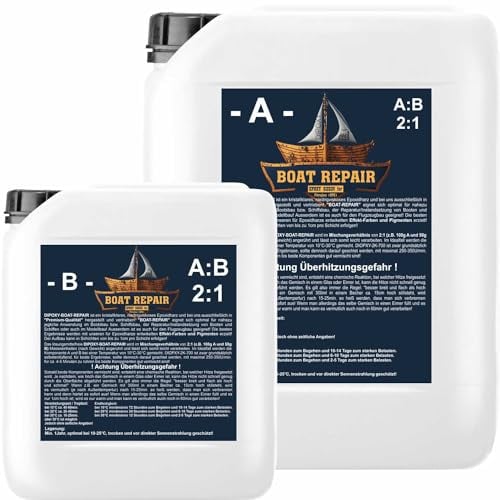 Epoxidharz Boat Repair 1,5kg resin epoxy Laminierharz Boot-Reparatur, Bootsbau, KFZ, Flugzeugbau, Modellbau, Formenbau, Auto GFK Prototyping 2K Harz & Härter EP transparent, geruchsarm UV Stab.Dipoxy