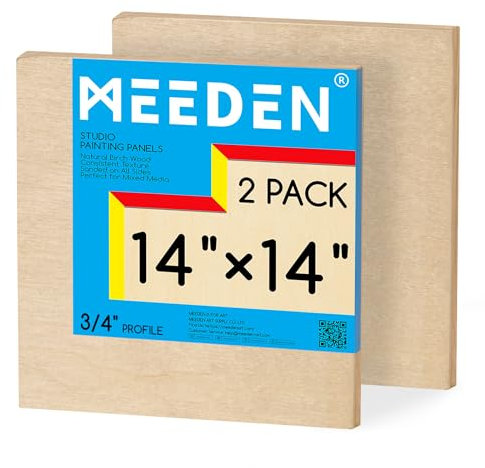 MEEDEN Unfinished Wood Canvas Board: 3/4” Deep 14x14” Wooden Canvas Panel Pack of 2 - Blank Cradled Wood Art Board for Painting