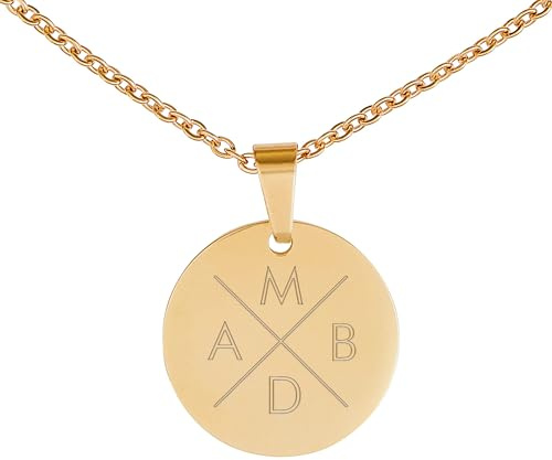 mondgold Halskette mit Gravur, 4 Initialen, Parent