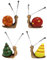 GUAHKUN Garten Deko Schneck Figuren, 4 Stück Gartendeko für Draußen, Statue, Tiere Ornament Gartenfigur Für Außen, Gartenfiguren für Garten Draußen Balkon Terrassen Bauernhof (A)
