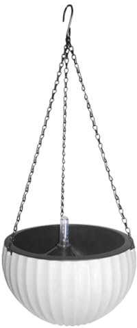 POPETPOP Pot De Fleurs Suspendu Auto-arrosage en Plastique Épais Blanc 160 x 260 Mm pour Balcon Intérieur Jardin Aspiration d'eau Automatique