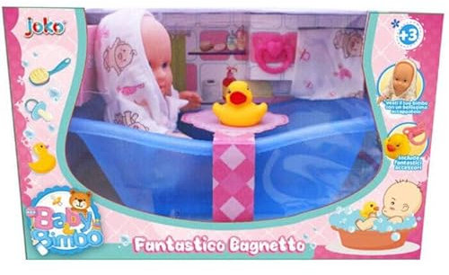 Generico Set Giocattolo per Bambini con Bambolotto, Vasca da Bagno per Bagnetto, Accappatoio, Ciuccio, Paperella e Accessori, Idea Regalo per Bambini e Bambine, dai 3 anni in su