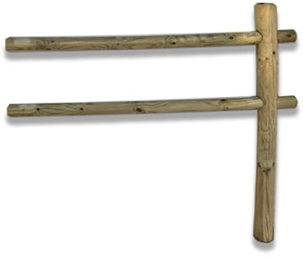 Recinzione Staccionata prolunga da 2 metri - in legno massello di pino impregnato in autoclave - altezza 150 cm - a 3 pali (PROLUNGA 2 METRI)