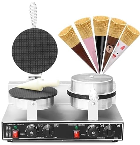 HYQNG Commercial Ice Cream Waffle Cone Maker Electric Nonstick Egg Roll Waffle Cones Bowls Maker, Electric Waffle Cones Machine Homemade DIY Ice Cream Cone Baking Pan