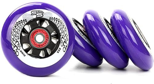 NBTRXWAFR 4 Stück Rollschuhe Rollen Hochelastisches PU-Rad, 72Mm/76Mm/80Mm Ersatzrollen Mit Lager,Lila,78mm