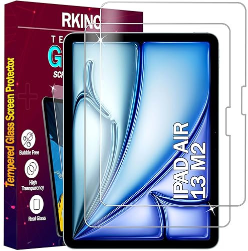 RKINC Verre Trempé [Lot de 2] pour iPad Air 13 Pouces (M2) 2024, Film Protection écran, Dureté 9H 0,33 mm HD Glass [sans Bulles d'air][Résistant aux rayures][Garantie à vie]