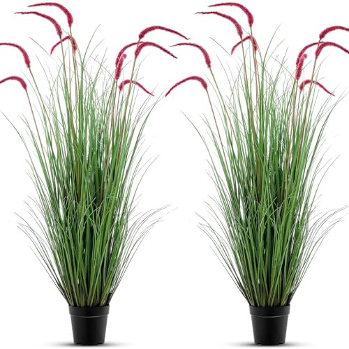 Jexine Künstliche Pflanzen für den Außenbereich, 1,2 m hoch, künstliches Gras, künstliche Setaria-Gras, künstliche Grünpflanzen, Bodenpflanzen für Einweihungsgeschenk, Haus, Garten, Badezimmer, Lobby,