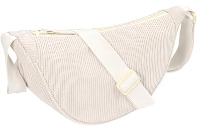 Funtlend Damen Crossbody Bag Cord Halbmond Tasche Cord Umhängetasche Damen kleine Halbmond Tasche Cross Bag Tasche Cord Schultertsche für Arbeit Einkaufen Schule Shopping