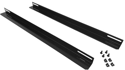 GlobalRack 28in Server Rack Rail Shelf Rail,L-Shape Pair, Heavy Steel | 28-inch L-shaped server rails | shelf rail | 4-post horizontal mounting | Reserved mounting slots on both ends