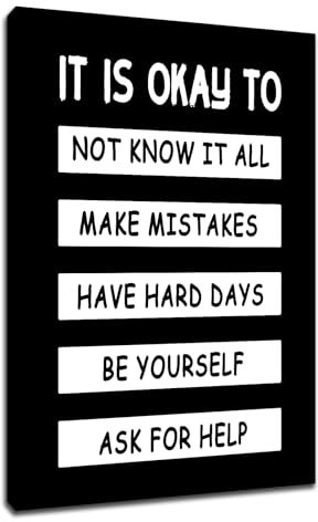 Motivierende Wandkunst, mit inspirierenden Zitaten It Is Okay To Be Yourself, motivierendes Klassenzimmer, Wanddekoration, Posterdruck, Verwendung für Kindergarten, Schule, Büro, Wanddekoration,