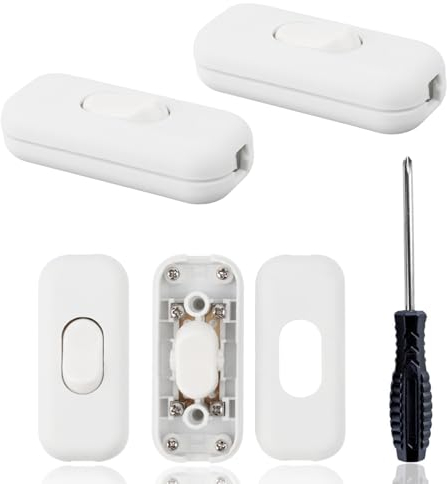 Lhdfyqt 4 Piezas Interruptor Lampara Mesita 6A, Interruptor de Lámpara, Blanco Interruptor Torpedo, Interruptor Bipolar 6A, Interruptores Torpedo, para Interruptores, Oficina, Hogar