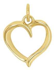 Amor Motivanhänger 925 Sterling Silber Damen Anhänger, 1,7 cm, Gold, Herz, Kommt in Schmuck Geschenk Box, 2039042