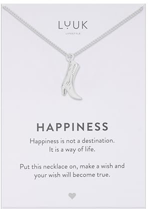 LUUK LIFESTYLE Delicate Necklace with Pendant made of Waterproof Stainless Steel, Gift for Women, Modern Jewelry Design, Western Boots, Rose Gold