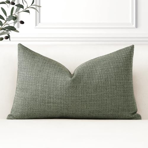 Artscope 1er Set Kissenbezug Einfarbig Wurfkissenbezug Leinen Kissenbezüge 40x60cm Moderne Dekokissen Kissenhülle Set Kissen Fall für Sofa Schlafzimmer Zuhause Dekor, Graugrün