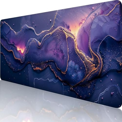 Purple Gaming Mouse Pad Large 1000x500 mm, Ripple Desk Mat Large Mouse Mat Stitched Edges, Extended Waterproof Mousepad, Non-Slip Rubber Base Gaming Mouse Pad XXL for PC Gaming Home Office Decor 0-C