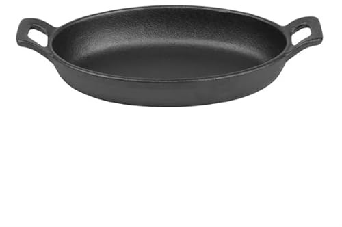 Olympia Cast Iron Oval Eared Dish - 180x120mm | Retains heat efficiently to keep food hot at the table; sturdy handles ensure safe transport in busy kitchens.