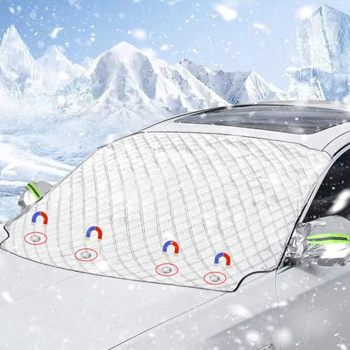 JIEBAO Frontscheibenabdeckung Winter, Windschutzscheibenabdeckung, Autoabdeckung Winter, Faltbare, Abnehmbare, Autoscheibenabdeckung für Gegen Schnee Frost und Sonne,153 x 120cm