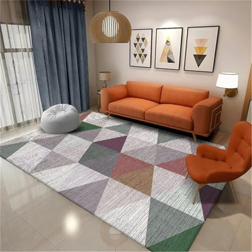 WBDYMX Teppich Xxl160x220CM Teppich Ornament küchenläufer waschbar Grüner Rutschfester und verschleißfester moderner geometrischer Teppich Grau