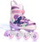 Inline Skates für Mädchen,4 Größen Verstellbar Inliner mit Allen leuchtenden Rädern für Kinder/Jugendliche (Rosa, M)